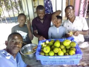 Preparing breadfruit to make flour