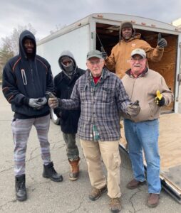 Loading a trailer to send donations to Jamaica